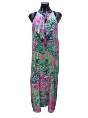 Lilly Pulitzer Sleeveless Turquoise Pink Tropical Print Dress S